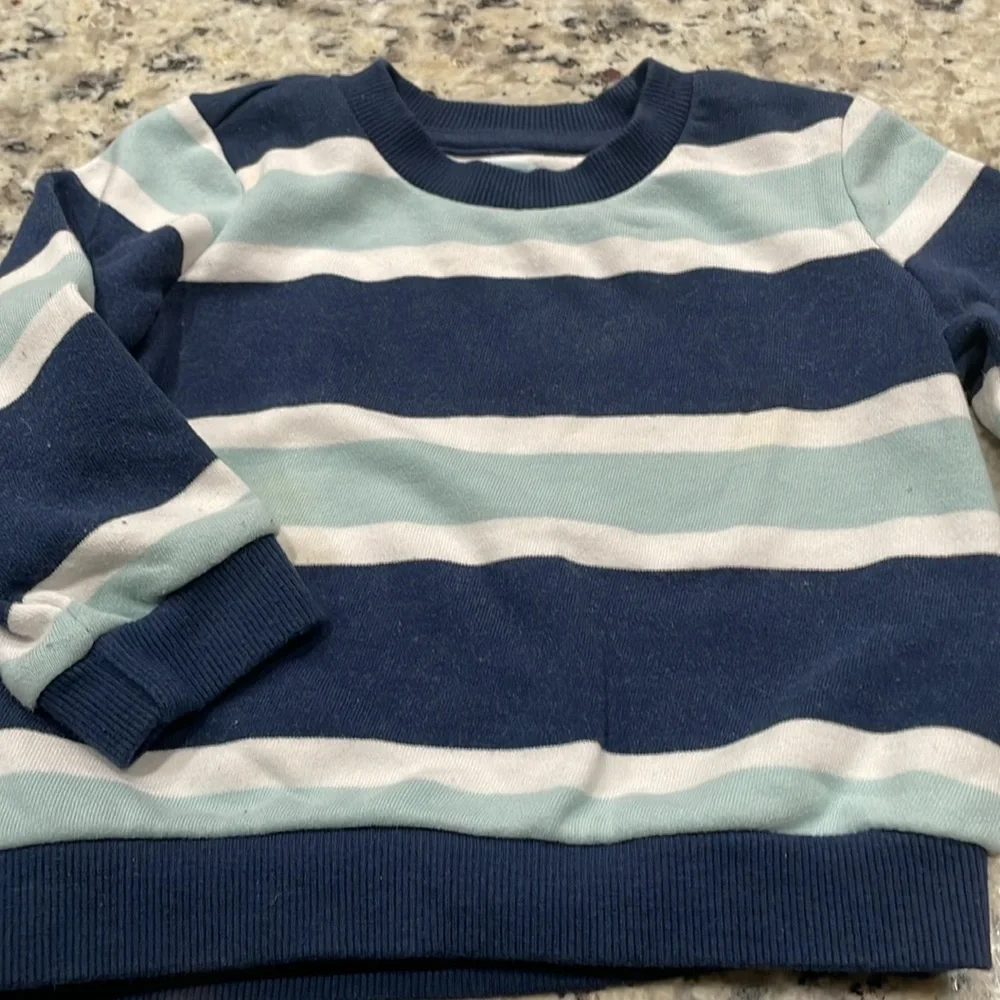 Striped Kids Shirt Blue & White Sz 18M & matching athletic drawstring pants 12M